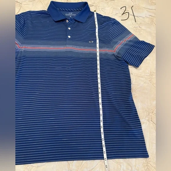 Vineyard Vines Men's Blue Striped Polo Shirt Size XL - Picture 4 of 9